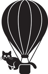 Hot Air Balloon with a Cat silhouette vector design
