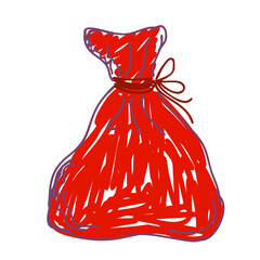 Red bag vector sketch illustration.