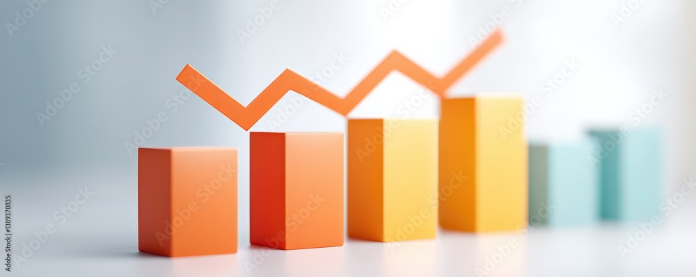 Poster import tariffs policy impact concept. colorful bar graph representing growth trends in data analysis