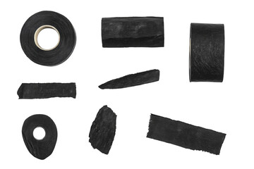 Isolated Black Tape Objects on a Transparent Background Illustration