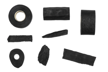 Isolated Black Tape Objects on a Transparent Background Illustration