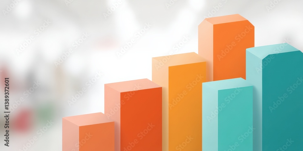 Poster import tariffs policy impact concept. abstract graph with colorful bars representing growth.
