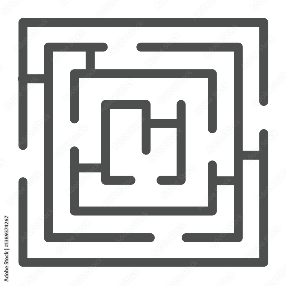 Aufkleber square maze with entrance and exit line icon, wayfinding concept. vector graphics. labyrinth sign on