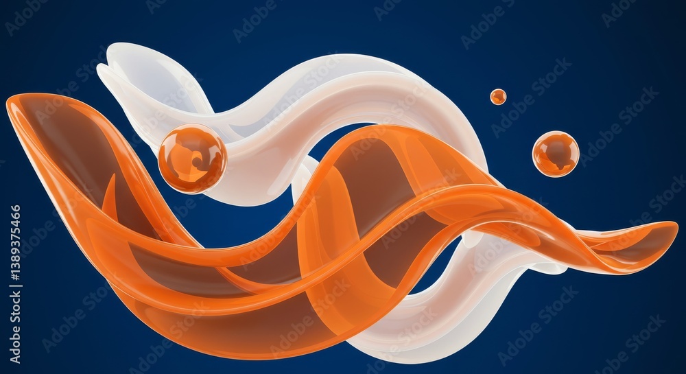 Poster flowing translucent forms: an ethereal visual - abstract art, dynamic shapes, flowing lines, translu