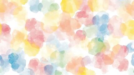 Colorful watercolor painting of vibrant abstract cloud like forms