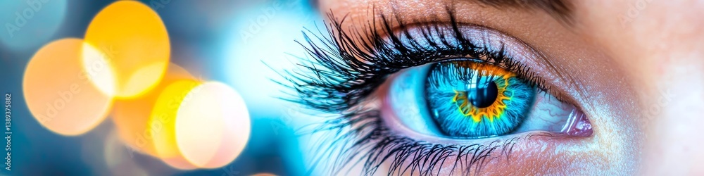 Aufkleber female eye scan iris recognition biometrics and high-tech security identification technology