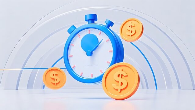 Abstract Blue 3d Financial Time Money Management Scene - Powered by Adobe