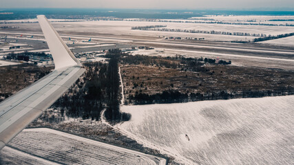 plane takes off from the airport in Ukraine