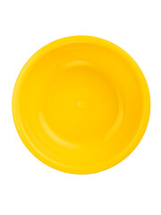 Plastic bowl on white background. Serving baby food