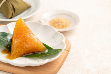 Traditional alkaline zongzi rice dumpling for Dragon Boat Festival food.