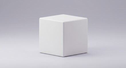 Fototapeta premium Glossy White Cube Box Product Mockup - Minimalist 3D of a glossy white cube, symbolizing purity, simplicity, modern design, potential, and blank space for branding