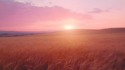 Obraz premium Golden Wheat Field Sunset Landscape (2)