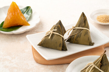 Traditional alkaline zongzi rice dumpling for Dragon Boat Festival food.