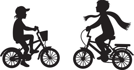 Obraz premium Kids Riding Bicycles Bundle