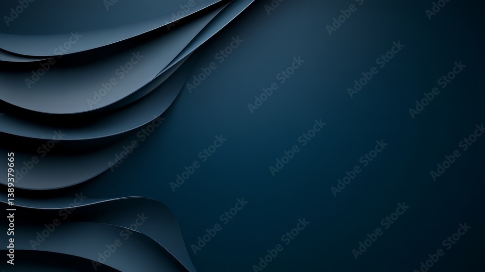 Poster abstract blue layered texture with smooth curves for modern design backgrounds