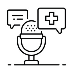 Medical Podcast vector outline icon. EPS 10 file