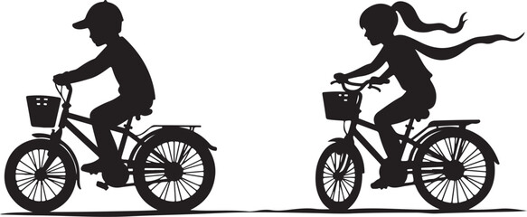 Obraz premium Kids Riding Bicycles Bundle