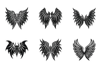 Flaming Demon Wings Vector Collection – Includes fire-infused vector wings for fantasy artwork, RPG games, and villain design.