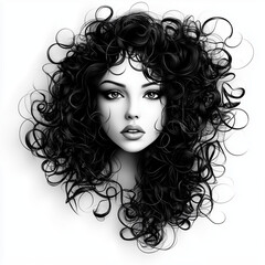 Beautiful woman with curly hair on white background