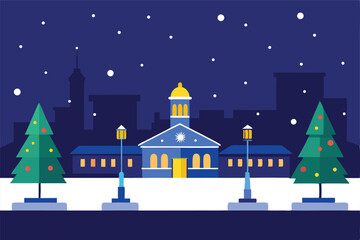 Fototapeta premium christmas night landscape