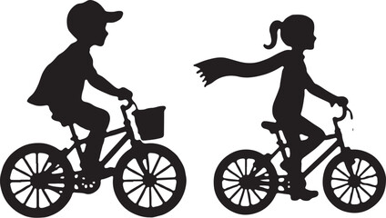 Obraz premium Kids Riding Bicycles Bundle