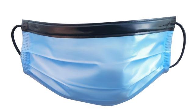 Isolated Realistic 3D Render Of A Blue Surgical Mask On Transparent Background