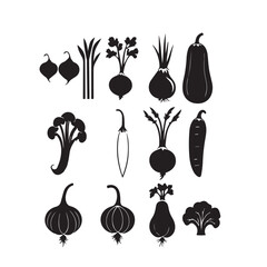 set of vegetables silhouette