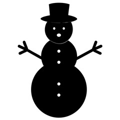 Snowman silhouette vector isolated on white background