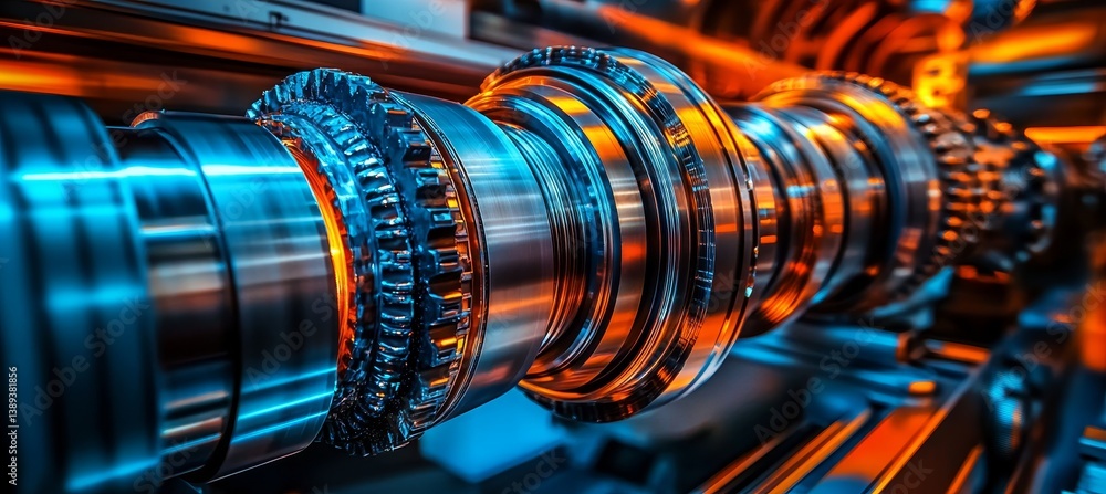 Poster precision. engineering in motion a dynamic display of industrial automation and gear manufacturing