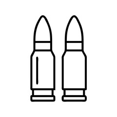 Two bullets vector illustration ammunition firearm weapon cartridge projectile danger shot war 100 characters