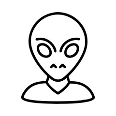 Alien head outline vector illustration extraterrestrial being from space science fiction ufo drawing