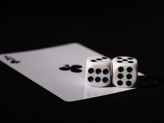 Aces playing cards and dice