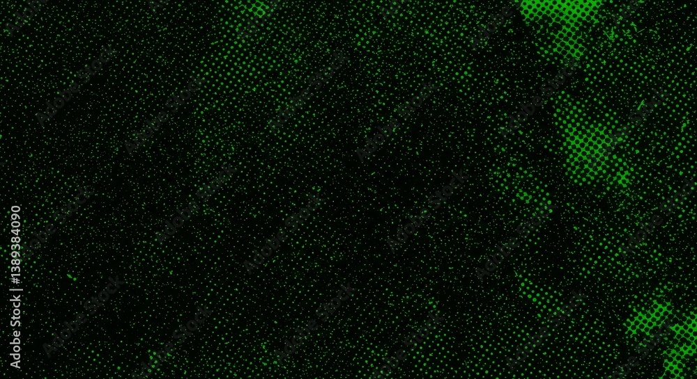 Aufkleber green halftone texture background - abstract green halftone pattern on black background, ideal for d