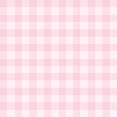Gingham seamless pattern in pastel pink and white colours for design decoration. Vector checkered background.	