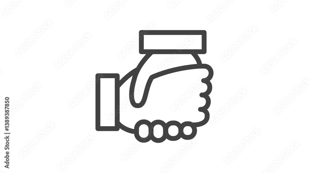 Poster animated outline icon. business soft skills collection. supportiveness handshake deal symbol. black 