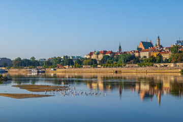 Warsaw River View Skyline With Old Town In Poland