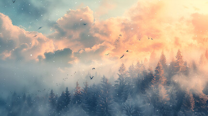 sunset in the mountains