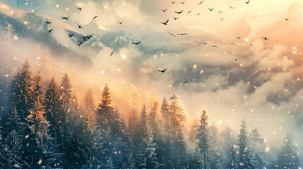 sunset in the mountains