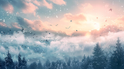 sunset in the mountains