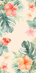Fototapeta premium Hibiscus Leaves Border Design
