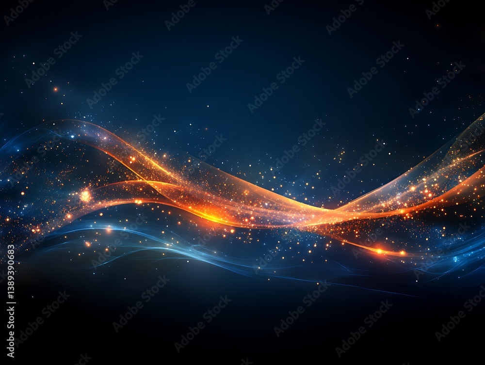 Aufkleber swirling ethereal waves of light with shimmering particle effects on dark backdrop