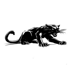 Panther logo illustration in Attack Stance – Tribal Silhouette