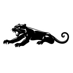 Panther logo illustration in Attack Stance – Tribal Silhouette
