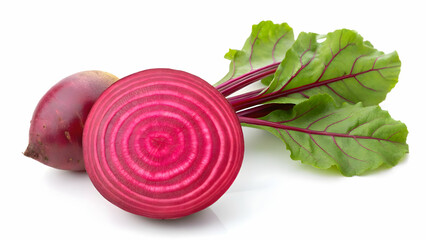 Fresh Beetroot with Leaves Isolated on White Background