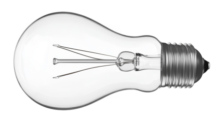 Realistic Lightbulb Illustration On Transparent Background Isolated