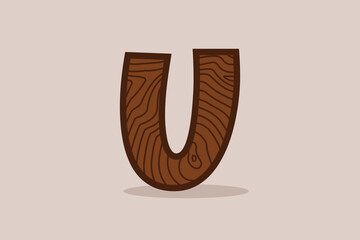 Wooden Bold Letter U Logo Design