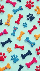 Isolated dog bone paw print pattern for digital wallpapers and designs, backgrounds, dog bone patterns