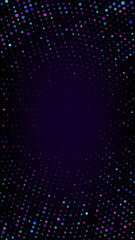 Trendy vertical abstract background with digital circles and particles. Futuristic Circular Wave. Modern halftone design. Great for banners, posters, social media. Vector