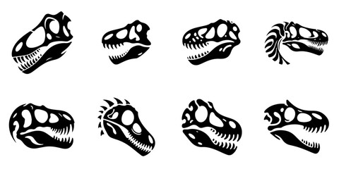 dino skull head silhouette vector set © LadyBeck