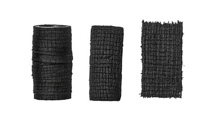 Three Dark Textures On Transparent Isolated Background Realistic 3D Illustration